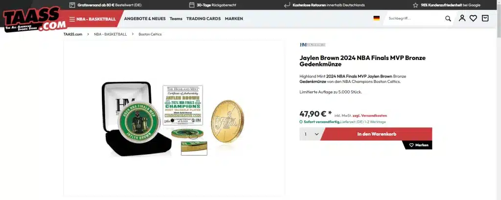 Gedenkmuenze aus dem TAASS Online-Shop